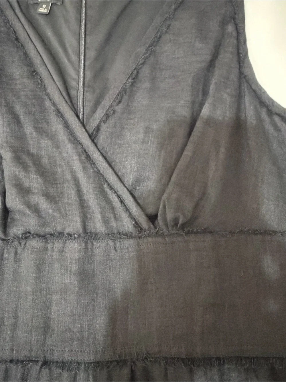 Talbots Black Sleeveless V-Neck Tiered Midi Dress